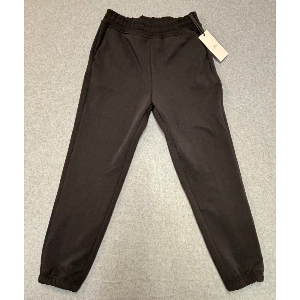 CALIA Women Soft Scuba Fleece High-Rise Cinch Jogger Pure Black WAX115 Sz S